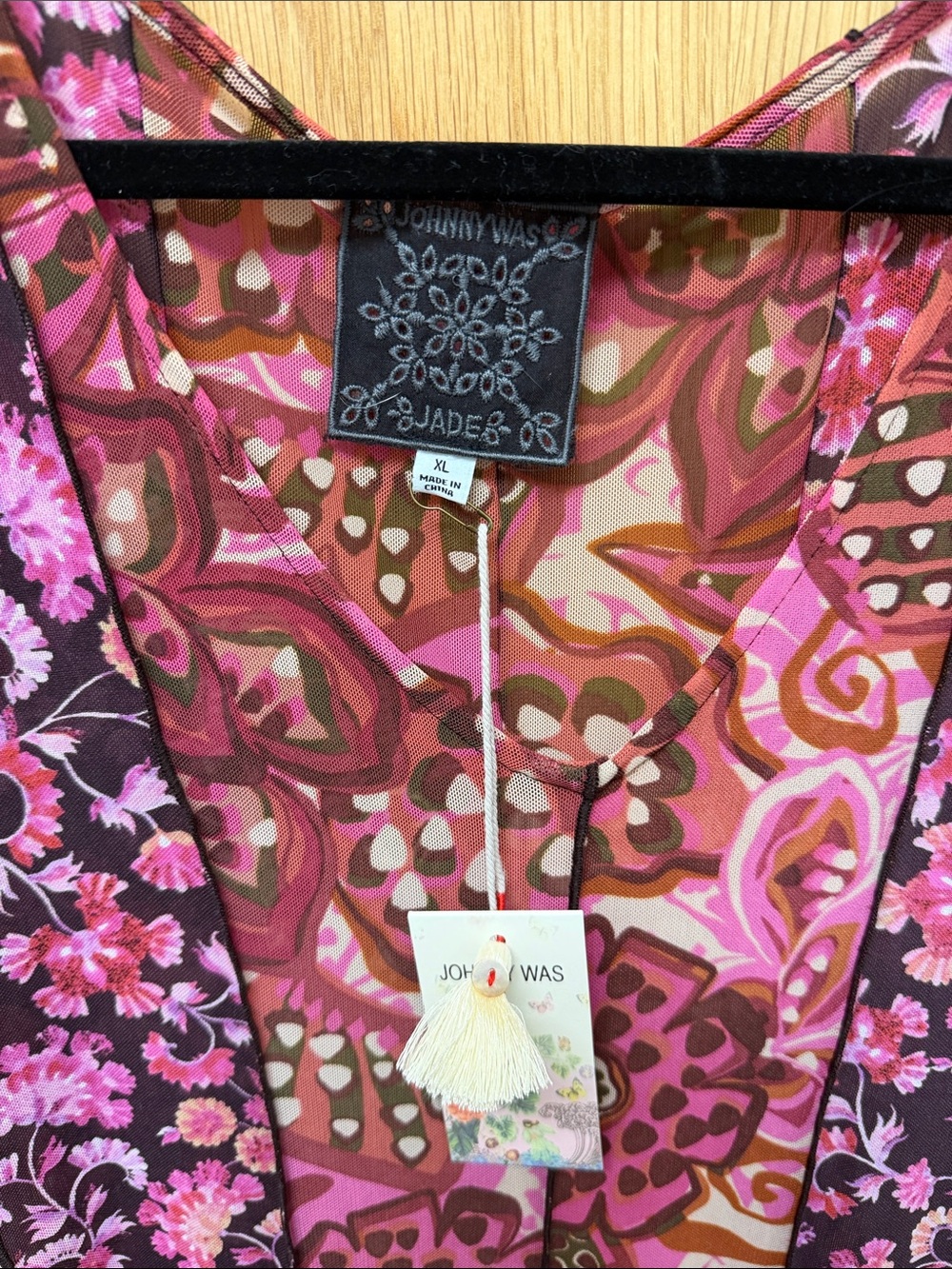 NWT Johnny Was Pink Multi-Print Floral Mesh Maxi Dress - Picture 2 of 7